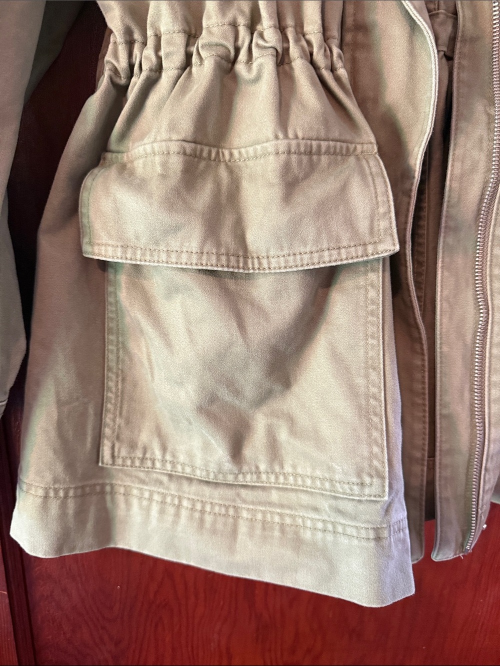 Utility Drawstring Waist Jacket - Olive Green - Picture 5 of 8